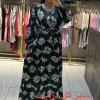 پیراهن نخی استین بلند مشکی ساده