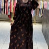 پیراهن نخی استین بلند مشکی ساده