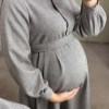 پیراهن بارداری شیردهی پاییزه خزان قهوه ای سایز 3